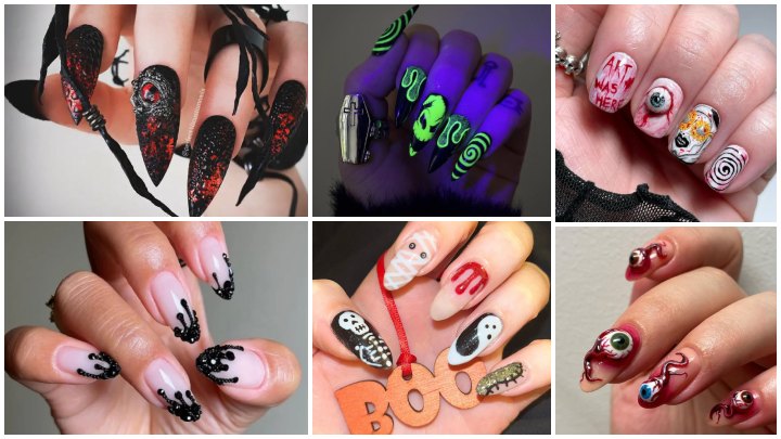ترکیب رنگ‌های سیاه و نارنجی؛ فرمول موفق طراحی ناخن هالووینی ۱۴۰۴