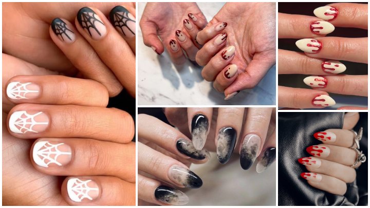 مدل‌های جدید ناخن با تم تاریکی و مرگ برای هالووین امسال