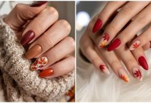 طراحی ناخن پاییزی برگ‌دار