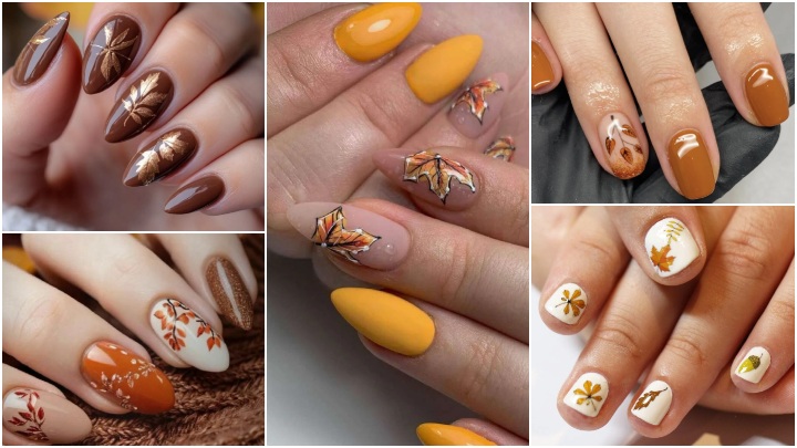 ناخن پاییزی خاص با طرح برگ ناخن پاییزی خاص با طرح برگ