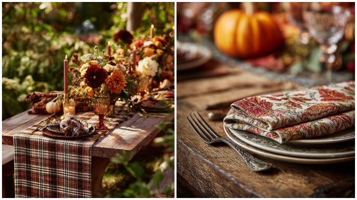 انتخاب پالت رنگی پاییزی برای میز پذیرایی با تم پاییز