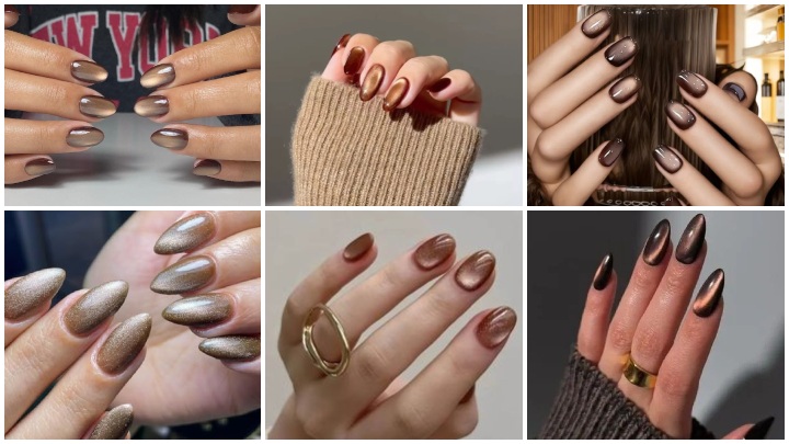 ترندهای ناخن قهوه‌ای برای پاییز ۱۴۰۴؛ طراحی با آیس ژل 