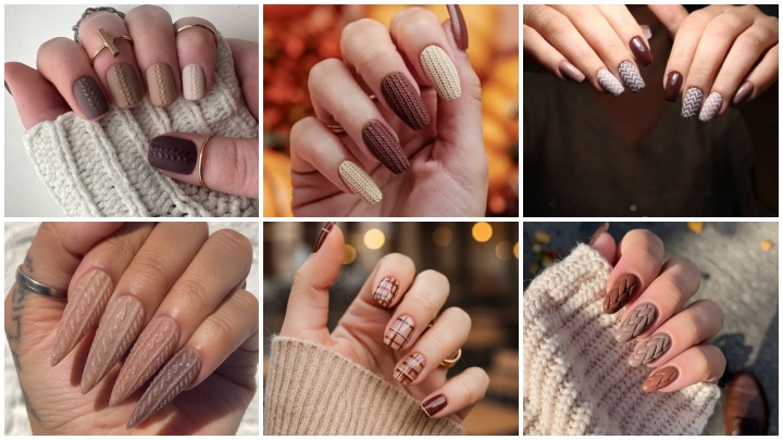 ترندهای ناخن قهوه‌ای برای پاییز ۱۴۰۴؛ طراحی با الهام از بافت‌های پارچه‌ای پاییزی