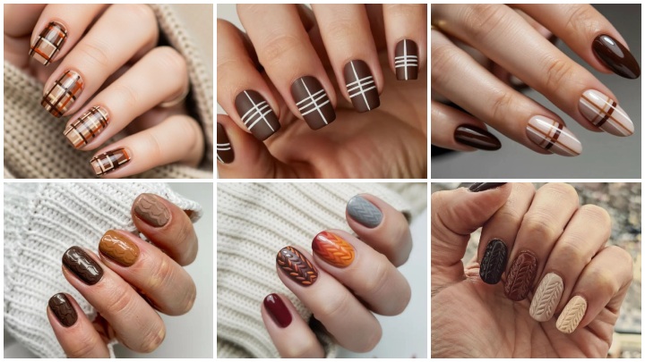 ترندهای ناخن قهوه‌ای برای پاییز ۱۴۰۴؛ طراحی با الهام از بافت‌های پارچه‌ای پاییزی