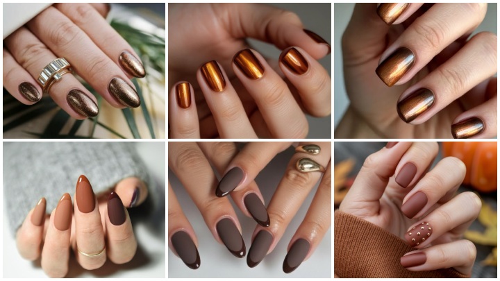 ترندهای ناخن قهوه‌ای برای پاییز ۱۴۰۴؛ طراحی با رنگ‌های قهوه‌ای مات و لاک برنز