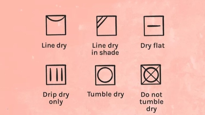 معنی نمادها و علائم خشک کردن روی لباس