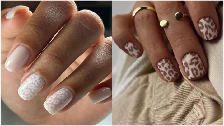 ایده‌ ناخن‌ روشن با طرح پلنگی روشن