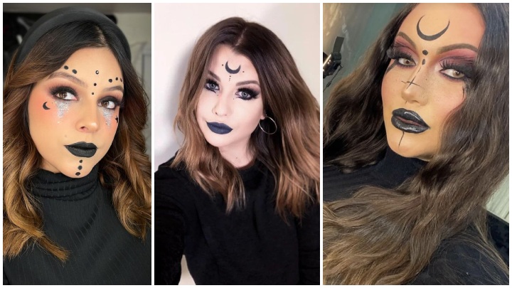 گریم جادوگر با آرایش مشکی مخصوص جشن هالووین گریم جادوگر با آرایش مشکی مخصوص جشن هالووین