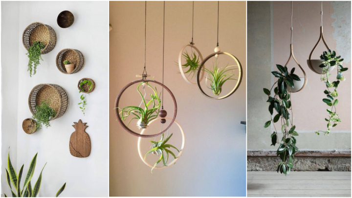 ایده با گلدان‌های آویز با طرح متفاوت
