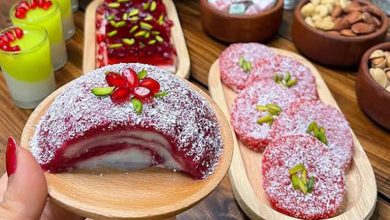 طرز تهیه تاتلی زبرا اناری با لایههای رنگارنگ و طعمی متفاوت