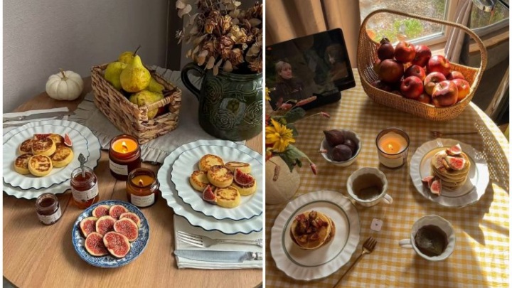 چیدمان خوراکی‌های یک میز عصرانه پاییزی