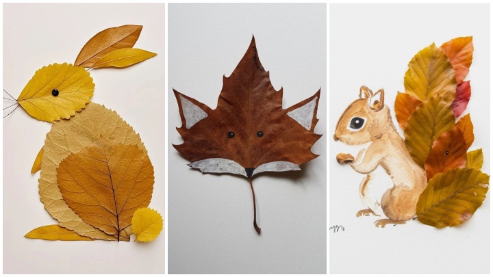 ساخت کاردستی با برگ پاییزی؛ ساخت حیوانات جنگلی با برگ
