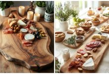 ایده تزیین و چیدمان تخته سرو چوبی برای پذیرایی؛ همانند حرفه‌ای‌ها