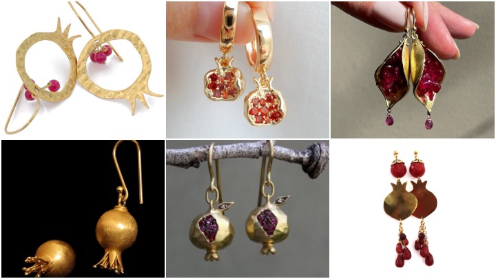 انواع گوشواره با طرح انار