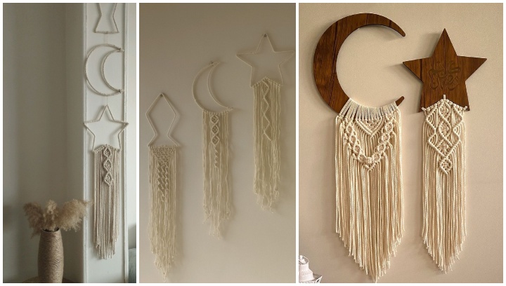 آویزهای دیواری مکرومه با طرح ماه و ستاره؛ ظاهر مدرن با حس دستساز آویزهای دیواری مکرومه با طرح ماه و ستاره؛ ظاهر مدرن با حس دستساز