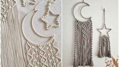 جدیدترین آویزهای دیواری مکرومه با طرح ماه و ستاره