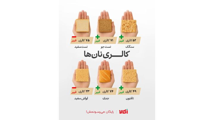 میزان کالری انواع نان