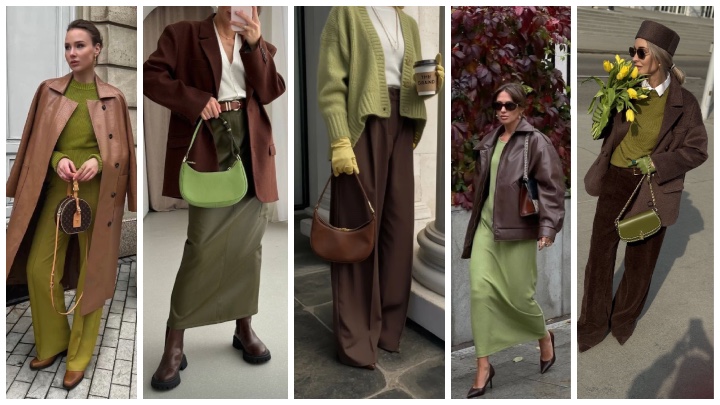 قهوه‌ای و سبز زیتونی، استایل لوکس پاییزی