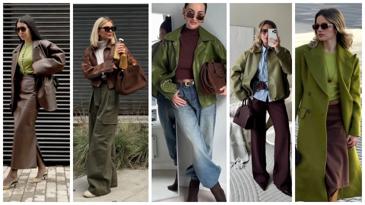 استایل قهوه‌ای و سبز زیتونی، مخصوص پاییز