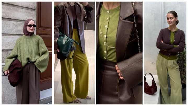 استایل قهوه‌ای و سبز زیتونی، الهام گرفته از طبیعت پاییز