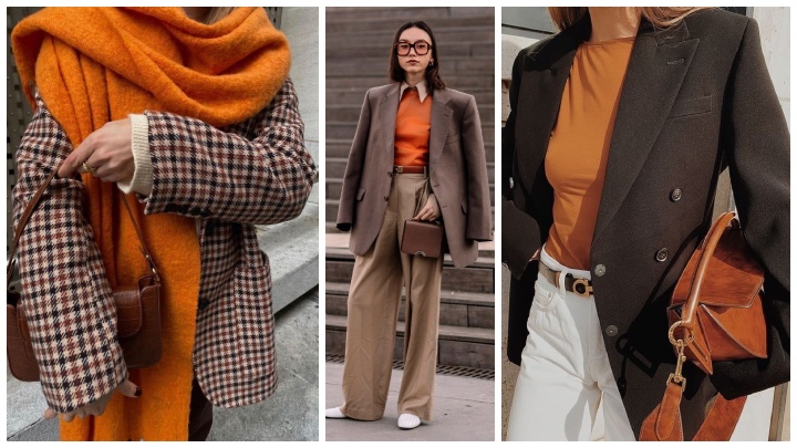 قهوه‌ای و نارنجی سوخته؛ استایل مناسب پاییز