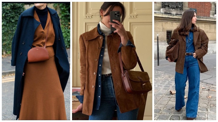 ترکیب قهوه‌ای و آبی نفتی؛ مناسب پاییز