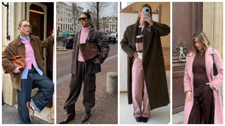 قهوه‌ای و صورتی خاکی؛ استایل پاییزی