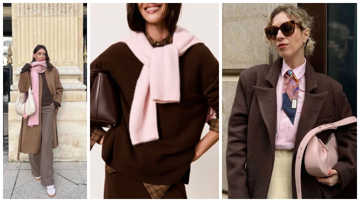 قهوه‌ای و صورتی خاکی؛ استایل پاییزی لوکس