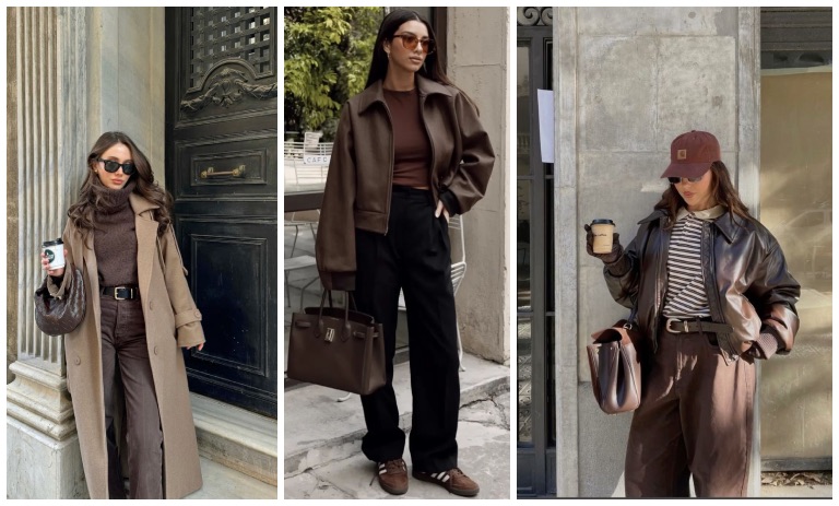 ترکیب‌های لباس قهوه‌ای برای پاییز