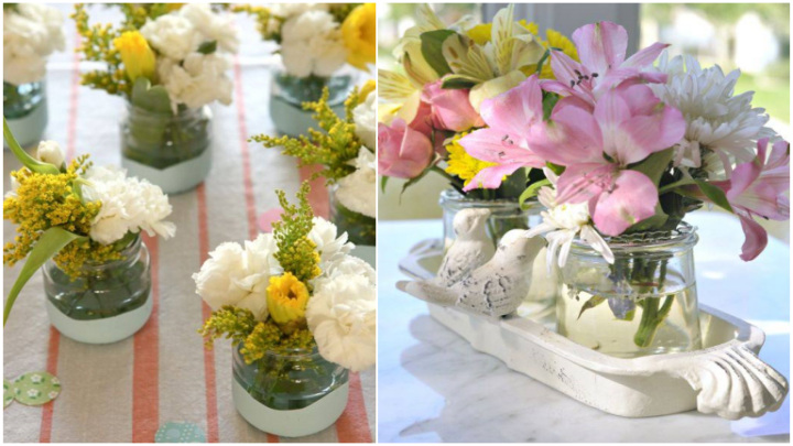 ساخت گلدان با شیشه مربا ساخت گلدان با شیشه مربا