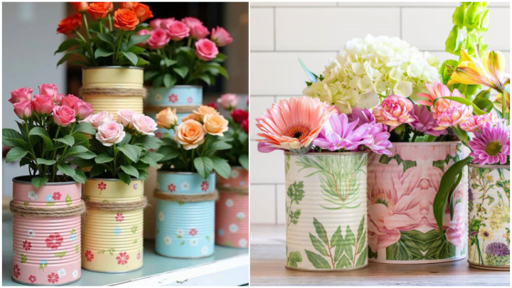روش ساخت گلدان با قوطی کنسرو روش ساخت گلدان با قوطی کنسرو