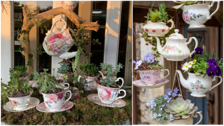 ساخت گلدان با قوری و ماگ شکسته ساخت گلدان با قوری و ماگ شکسته