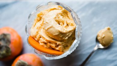 بستنی ایتالیایی با خرمالو و موز؛ ساده و سالم