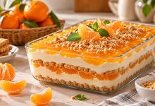 دسر نارنگی و بیسکوییت؛ مهمان‌پسند و شیک در چند دقیقه
