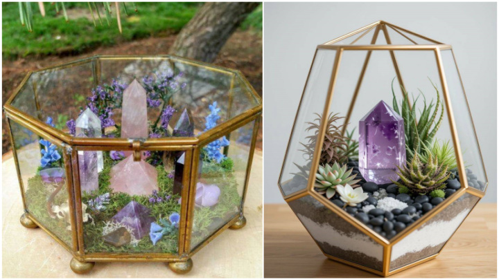 تزیین تراریوم با کریستال و سنگ‌های نیمه ‌قیمتی