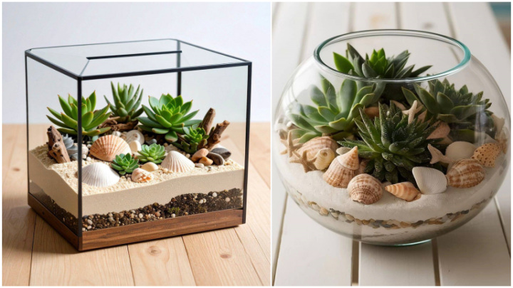 تزیین تراریوم با صدف، مرجان و سنگهای دریایی تزیین تراریوم با صدف، مرجان و سنگهای دریایی