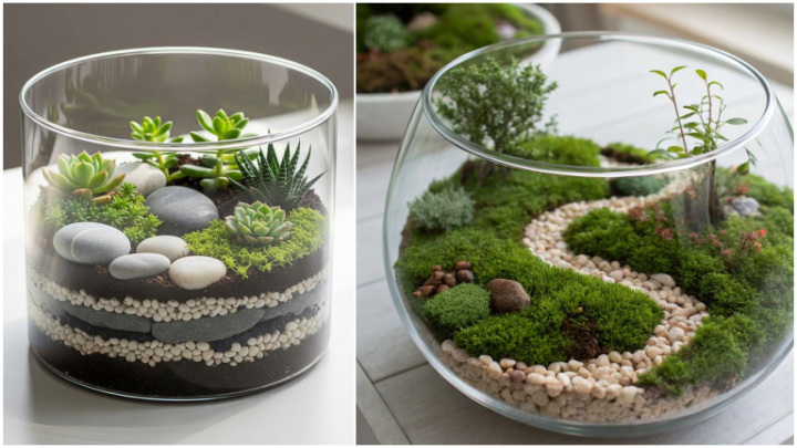 تزیین تراریوم با سنگ ریزه و شن رنگی تزیین تراریوم با سنگ ریزه و شن رنگی