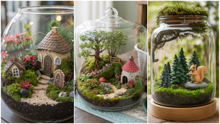 تزیین تراریوم با مجسمه‌های دست ‌ساز خمیری