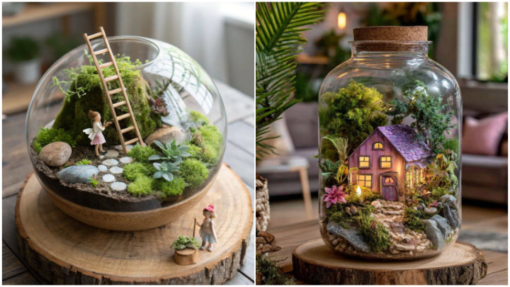 تزیین تراریوم با اجسام مینیاتوری کوچک تزیین تراریوم با اجسام مینیاتوری کوچک