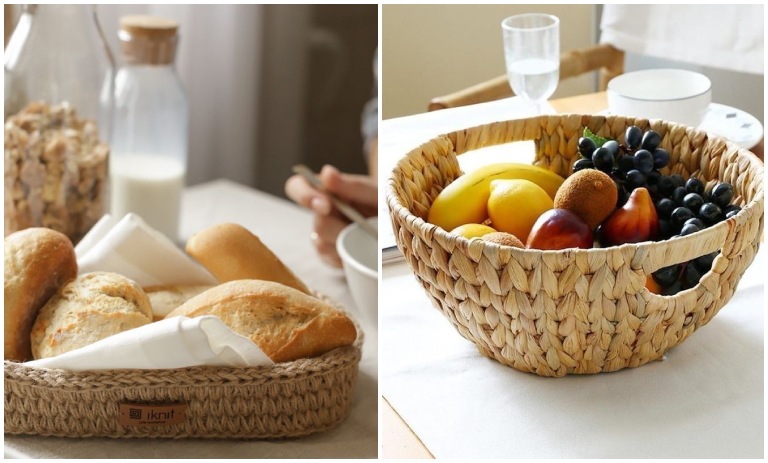 سبدهای بافتنی برای میوه و نان؛ زیبا، دست‌ساز و کاربردی