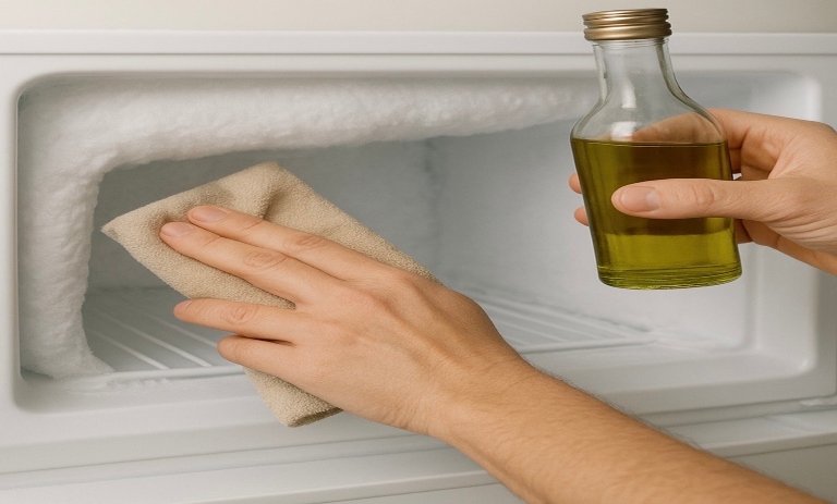 مقابله با ایجاد برفک یخچال با روغن زیتون؛ Combating refrigerator frost with olive oil