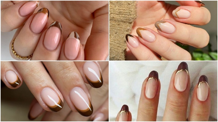ناخن فرنچ قهوه‌ای؛ هنری و مدرن