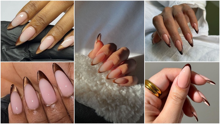 جدیدترین مدل‌های فرنچ قهوه‌ای روی ناخن بلند برای پاییز ۱۴۰۴