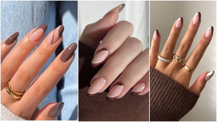 جدیدترین مدل‌های فرنچ قهوه‌ای روی ناخن بلند برای پاییز ۱۴۰۴