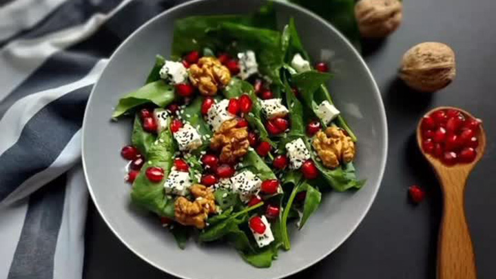 نکات و فوتوفن های طرز تهیه سالاد اسفناج و انار نکات و فوتوفن های طرز تهیه سالاد اسفناج و انار