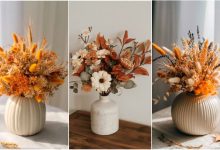 تزیین گلدان گل با تم پاییزی برای دکوراسیون داخلی