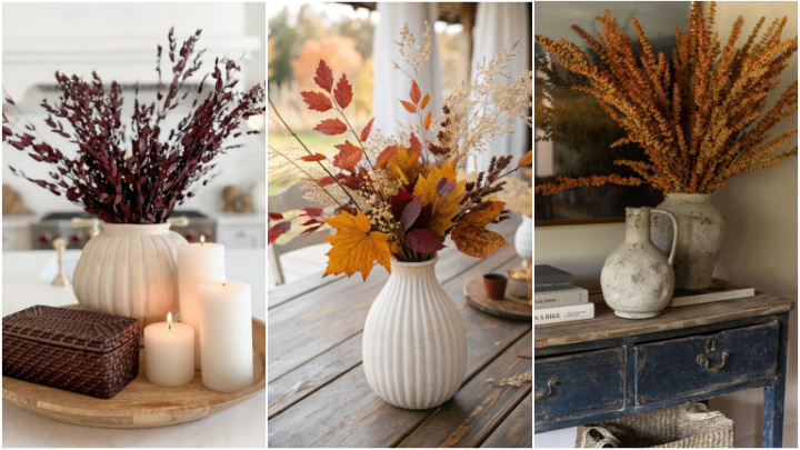 تزیین دکوراسیون داخلی پاییزی با برگ‌ و گل‌های پاییز