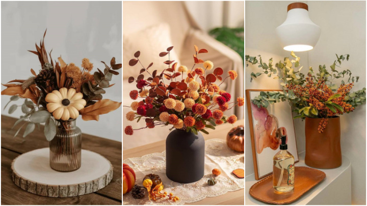 تزیین دکوراسیون داخلی با گلدان‌ پاییزی