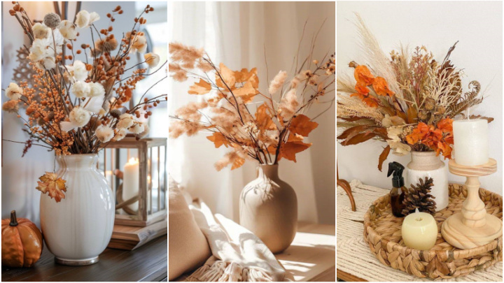 تزیین دکوراسیون داخلی با گل و برگ پاییزی