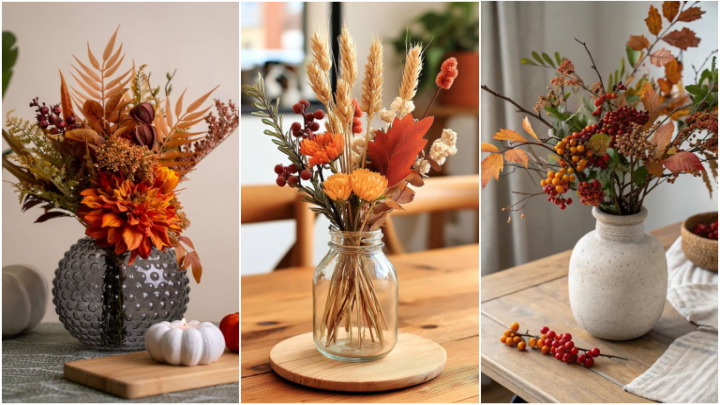 تزیین دکوراسیون داخلی با گل و برگ نارنجی